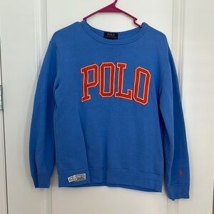 Polo Blue Sweatshirt with Orange Logo